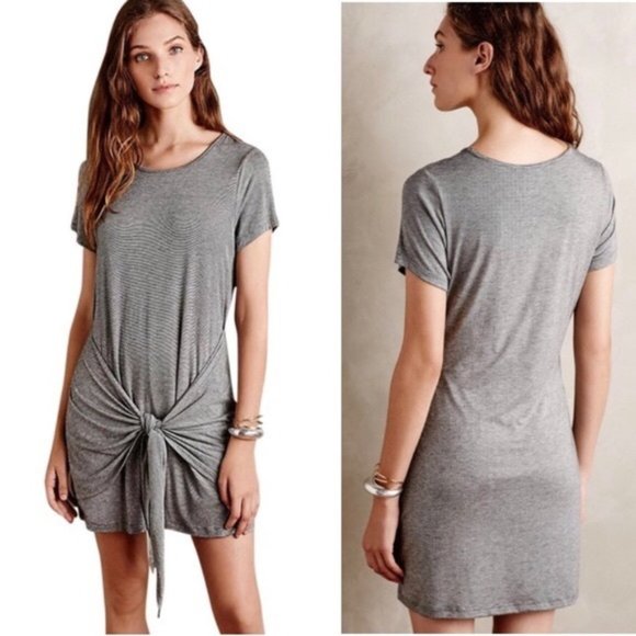 Anthropologie Dolan Grey Tie Front Dress - Picture 1 of 5